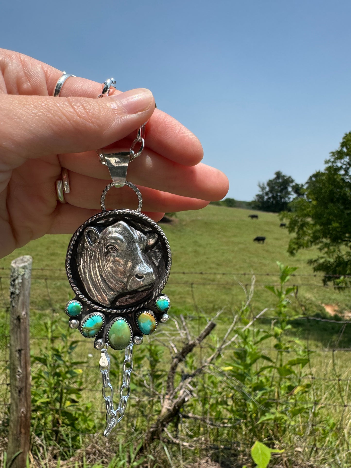 Lone mountain and Sonoran cow pendant