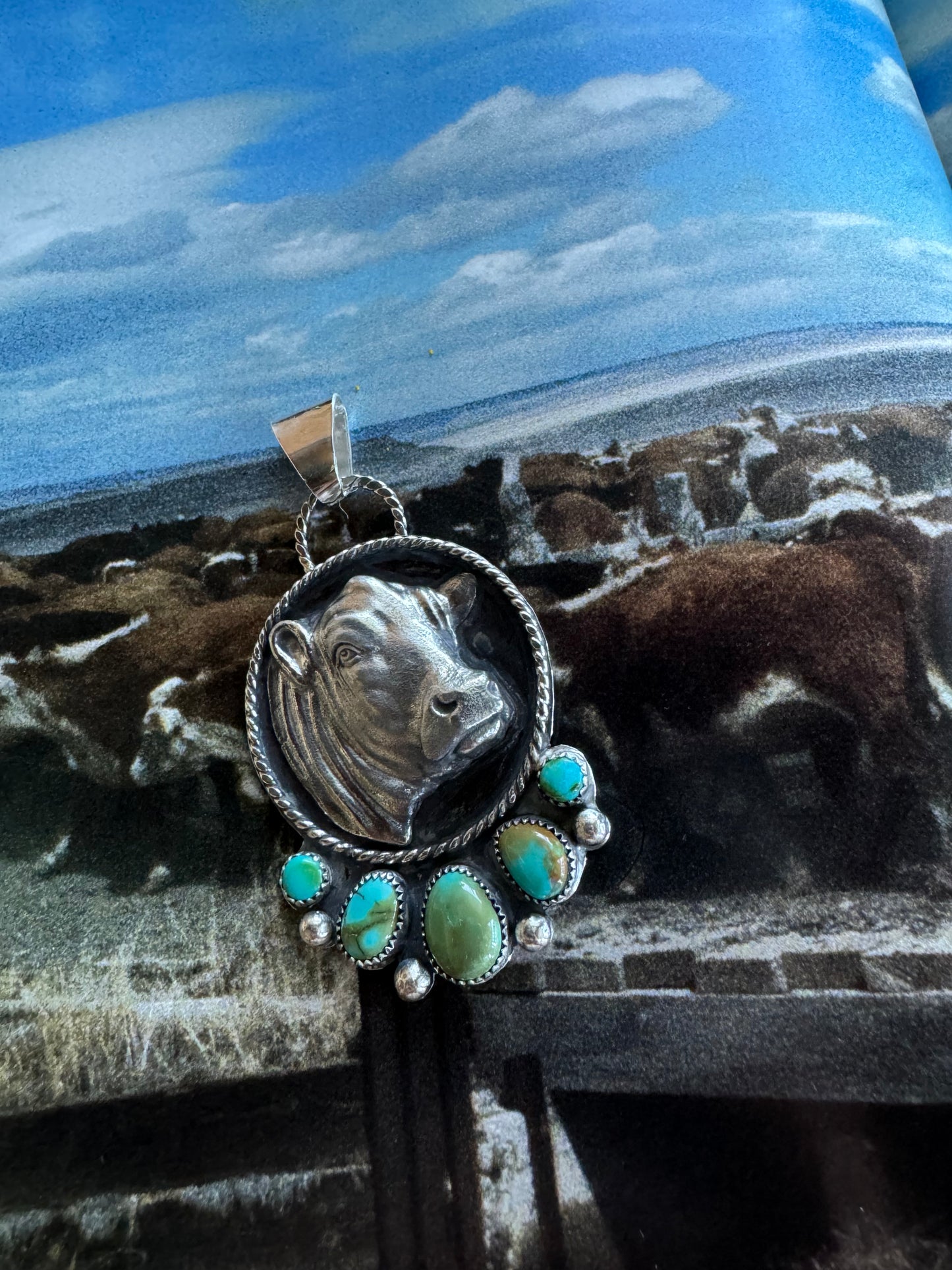 Lone mountain and Sonoran cow pendant