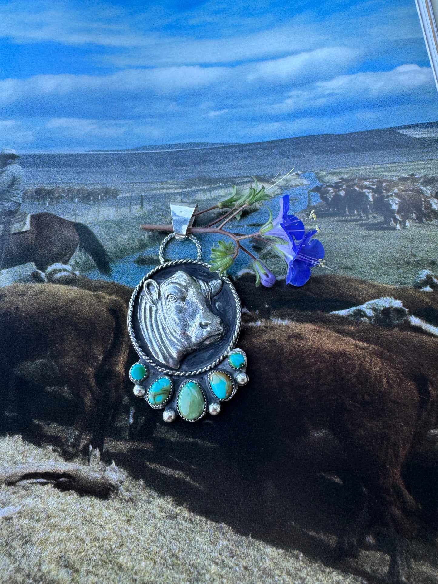 Lone mountain and Sonoran cow pendant
