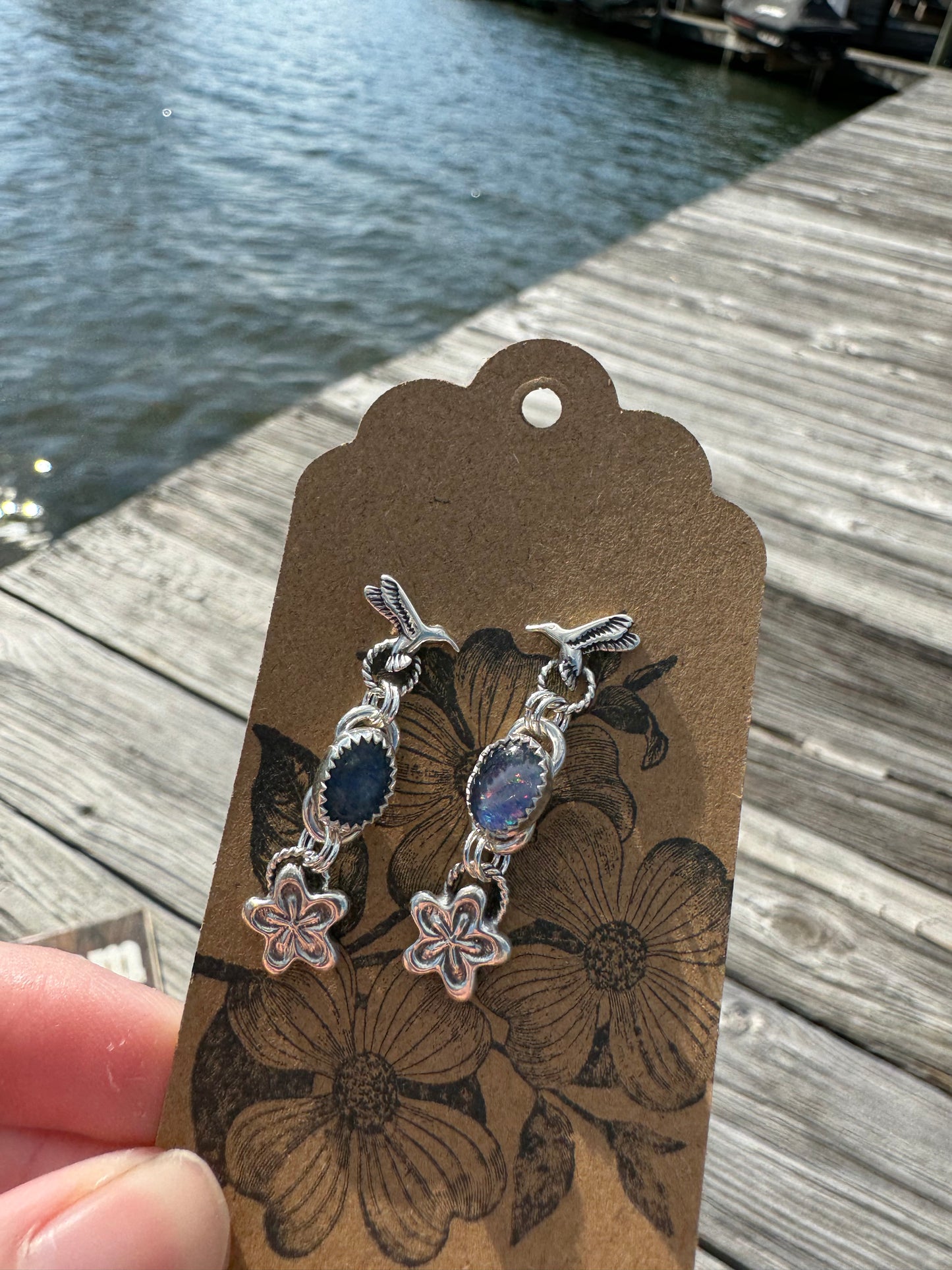 Opal Hummingbird Earrings