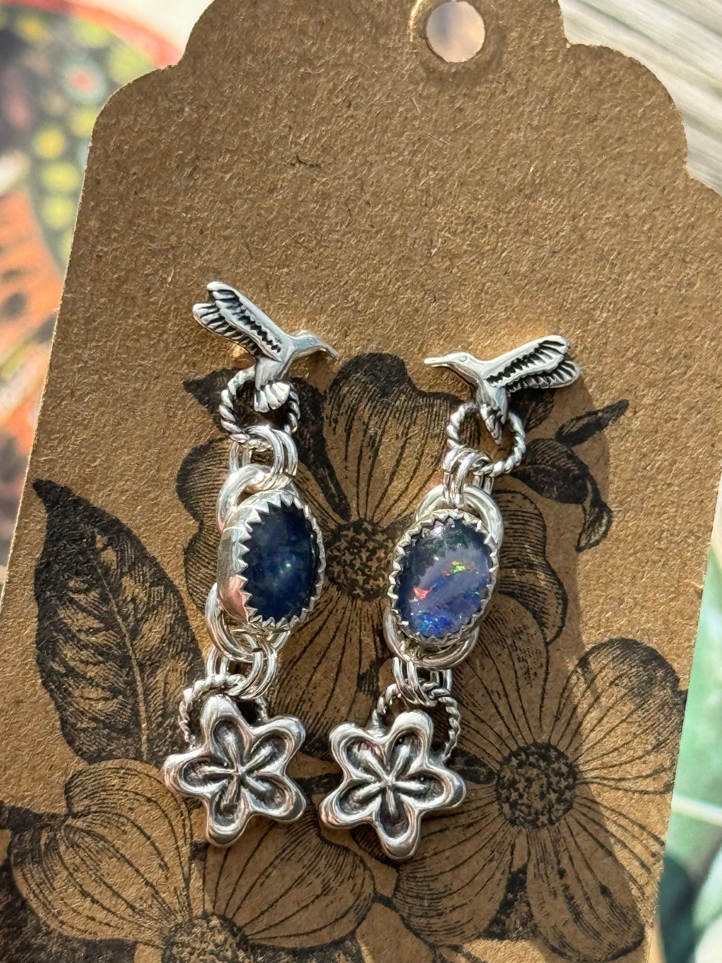 Opal Hummingbird Earrings